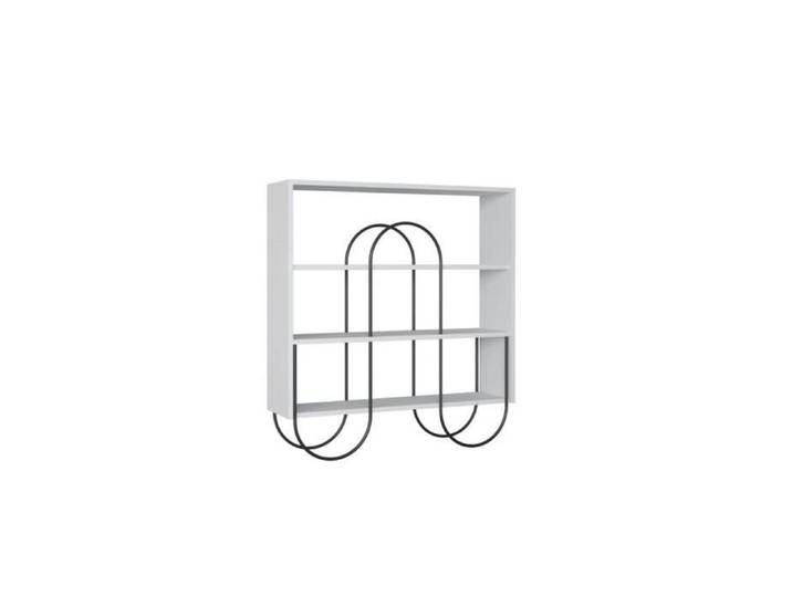 SUBLEEM Console ORIA Blanc Blanc Pieds métal Nombreux rangements Mélaminé