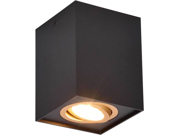 TRIO LEUCHTEN Deckenleuchte BISCUIT, Deckenstrahler exkl 1xGU10 max 35W Lichtkegel schwenkbar , schwarz (schwarz gold), 1, H: 12,5cm, 1 Stk., Leuchten, GU10 Strahler einflammig Leuchtmittel wechselbar Aufbauspot Flur Küche, Deckenleuchte