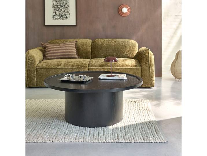 Table basse ronde en mindi massif noir 100 cm