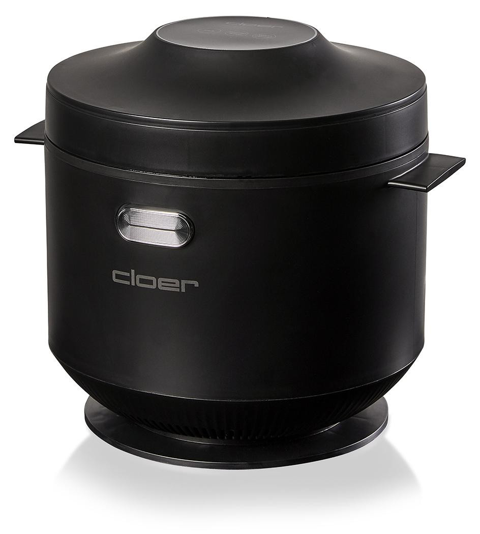 Cloer Reisfornuis 6830 met stoomaccessoire, warmhoudfunctie en anti-aanbak binnenpan, 1 liter