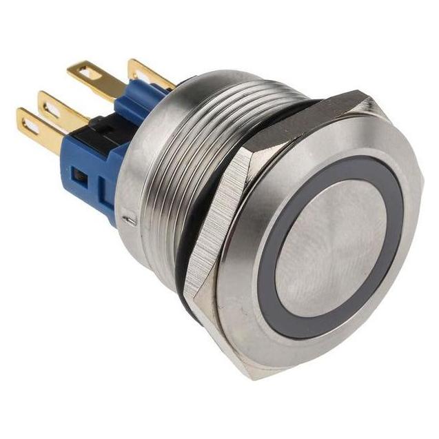 RS PRO Switch Pushbutton Stainless Blue ring (8118538)
