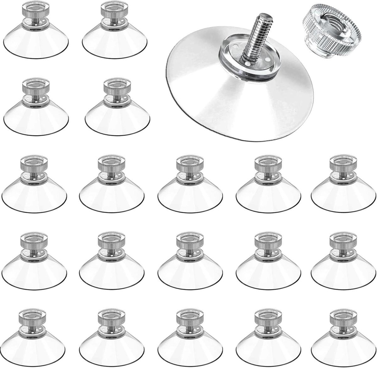 Transparante Zuignappen met Schroefdraad voor Decoratie en Glas, Diameter: 4 cm