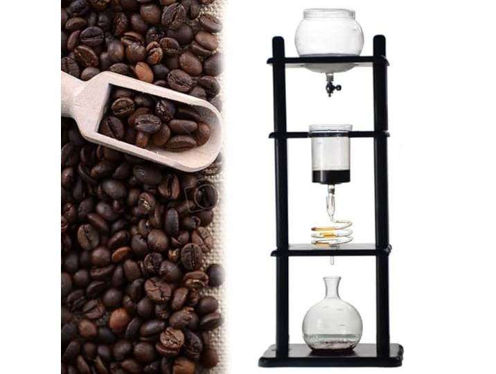 ExoticaBlend 5-8 Personen Iced Coffee Cold Brew Drip Tower Kaffeemaschine Aus Holz, Produktkapazität 1000 Ml, Mit Slow Drip-Technologie, Für Das Home Office