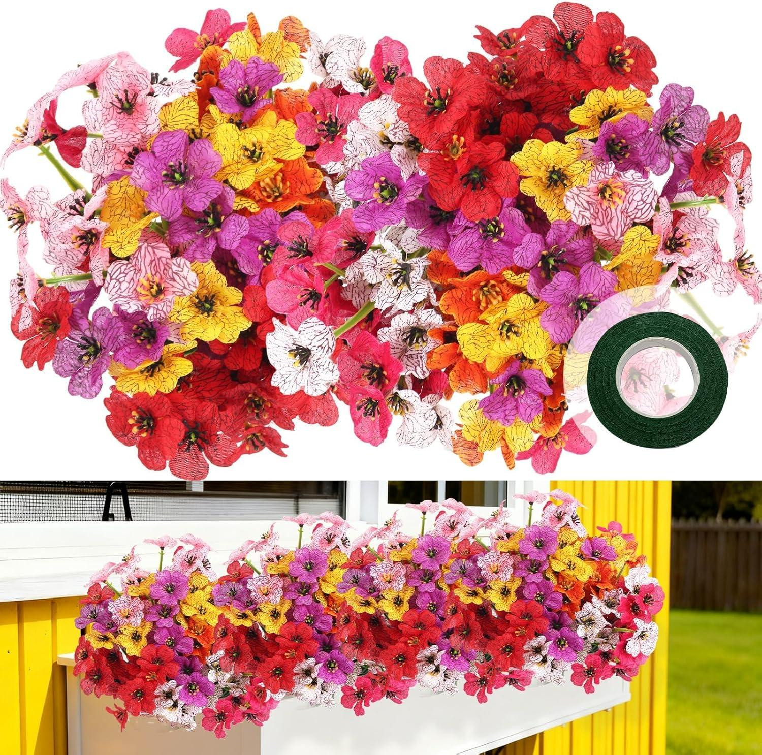 Set van 7 bundels kunstbloemen voor decoratie van tuin, balkon of feest, 35 cm