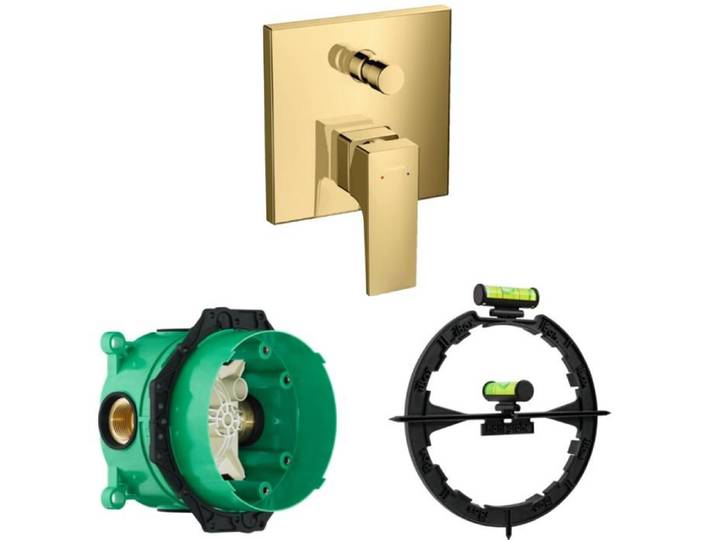 HANSGROHE Façade Metropol mitigeur bain douche encastré Aspect doré poli avec corps encastré et outil