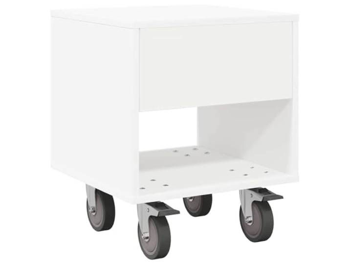 KDVXBCQJH Nachttisch Weiß 40,5 x 40 x 48 cm Holzwerkstoff Kompakter Beistelltisch für Schlafzimmer und Wohnzimmer mit Geräumigen Fächern für Effiziente Organisation