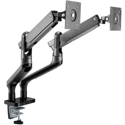 myWall Vollbeweglicher Tischhalter mit Federsystem & 2 USB-Anschlüssen für 2x Flachbildschirme (Tisch, 32", 9 kg), Monitor Halterung, Schwarz, Silber