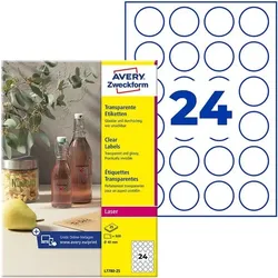 Avery Zweckform Kristallklare Etiketten Ø40 mm »L7780-25« 600 Stück transparent
