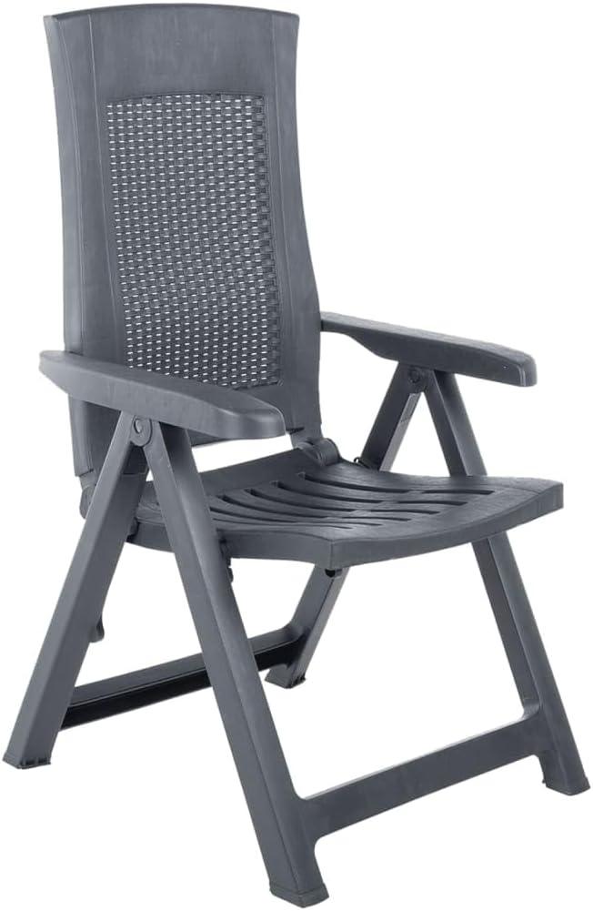2 verstellbare Gartenstühle aus Kunststoff in Anthrazit - klappbares Sessel-Set für Garten, Balkon und Terrasse, belastbar bis 110 kg