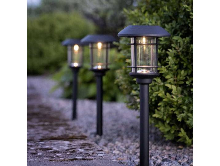 Star Trading Bollard, Außen-Bodenbeleuchtung, Schwarz, IP44, Garten, Dämmerungssensor, LED