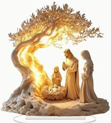Inspire Select Acrylic Nativity Scene Table Decor Transparent Christmas Jesus Birth Centerpiece Ornament d