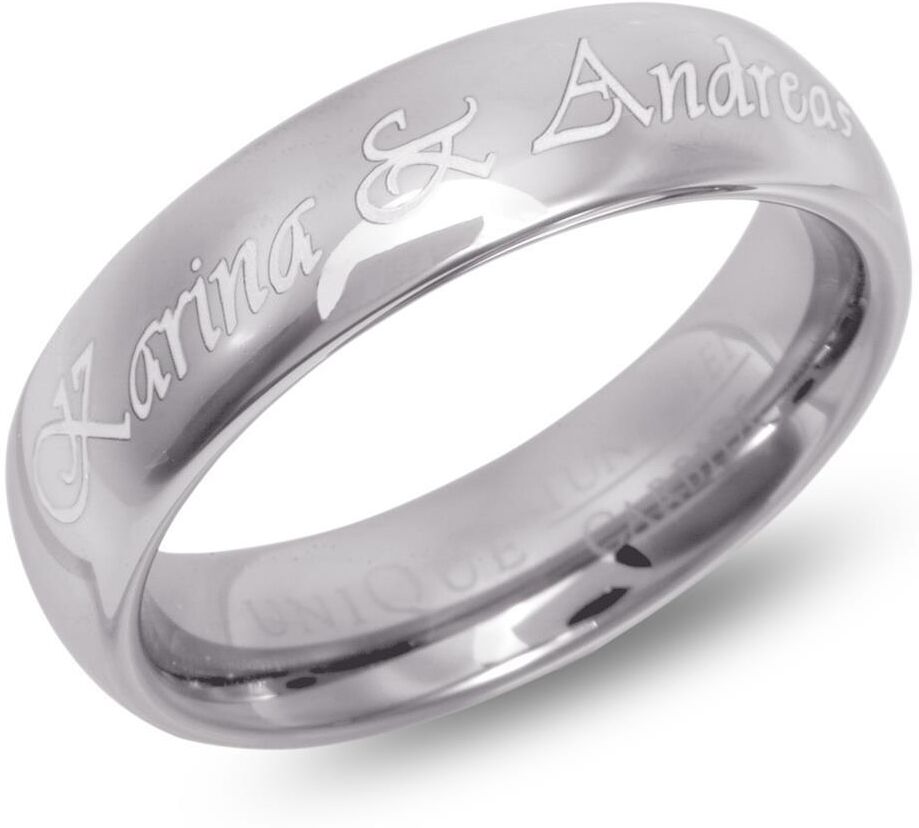Unique Glänzender Wolframring Lasergravur robust silber
