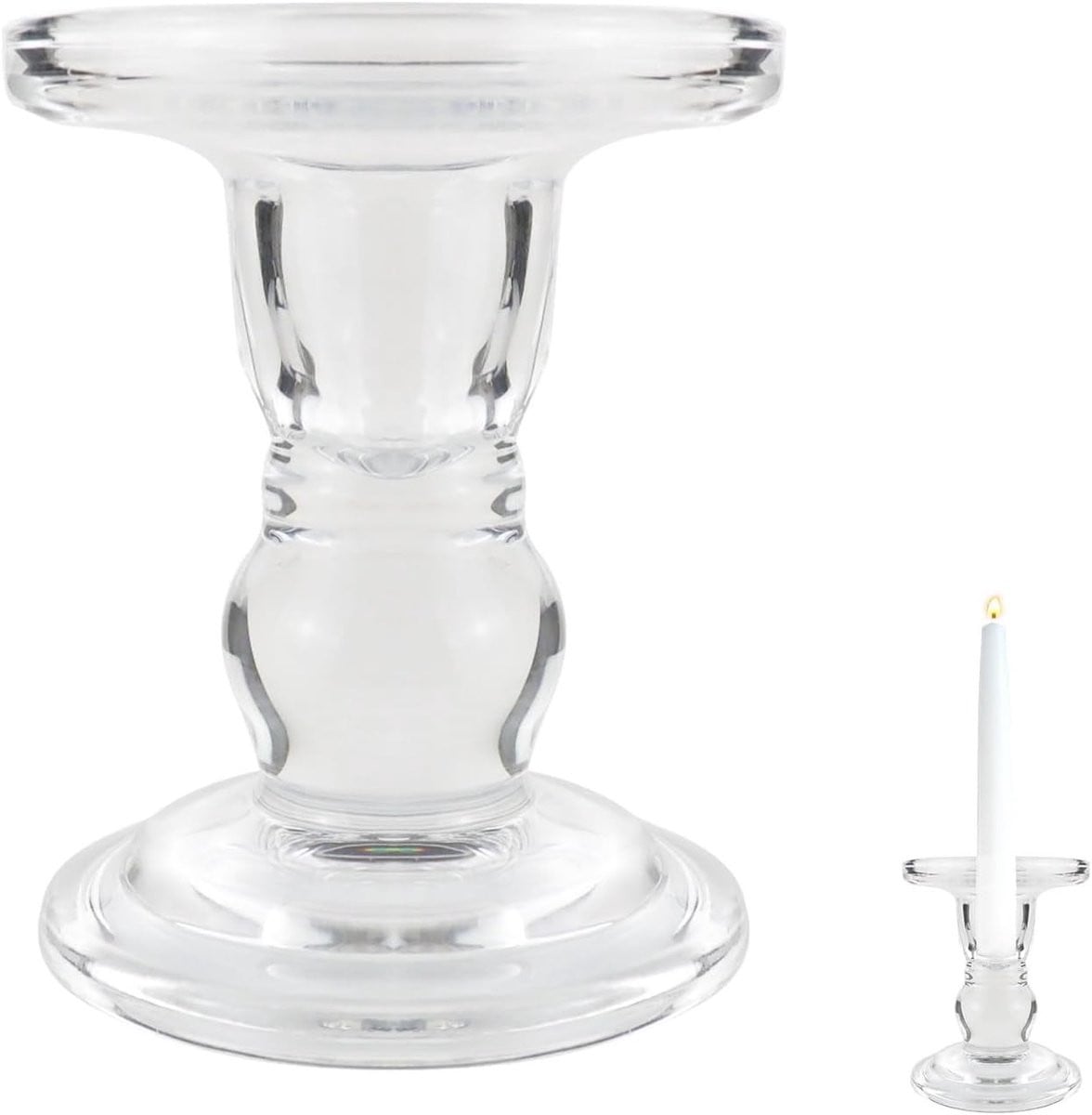 Elegante glazen kaarsenhouder met Romeinse kolommen voor tafeldecoratie