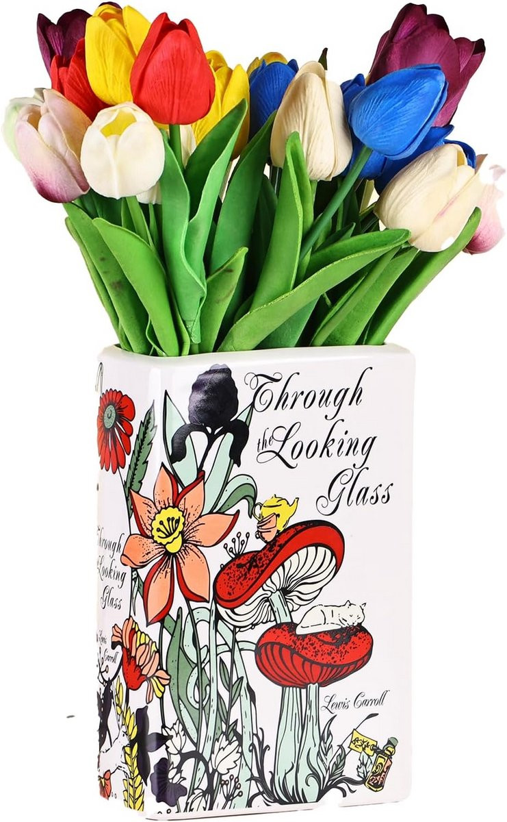 Boekvormig keramisch vaasje voor bloemen voor decoratie in huis