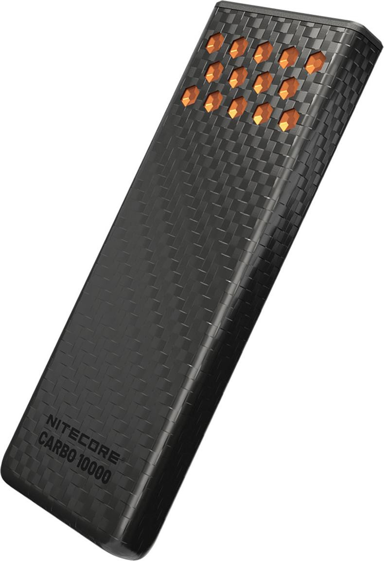 Nitecore CARBO10000G2ORA Powerbank, 10000 mAh, Lithium-ion, Quick Charge 3.0, Power Delivery 3.0, 30 W, Zwart-Oranje