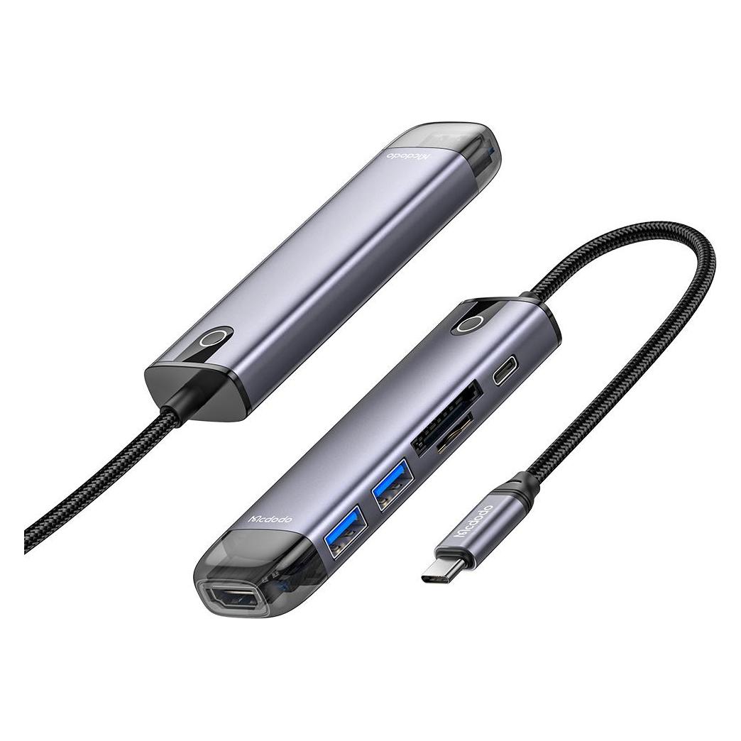 Mcdodo HU-7740 6w1 USB-C Hub (USB-C, HDMI, USB3.0*2, SD, TF) (USB-C, 10 Ports) (HU-7440)