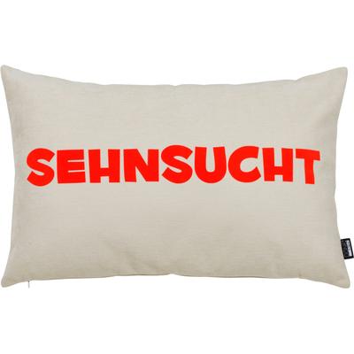 Dekokissen DONE. "SEHNSUCHT", beige (beige, neon orange, schriftzug), B:40cm L:60cm, Polyester, Dekokissen_Sitzkissen_Kissenhüllen, Extra weiche Haptik