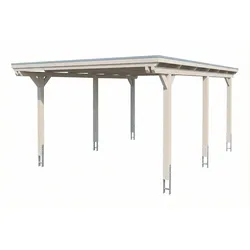 Skan Holz Emsland - Flachdach Carport aus Leimholz Breite 402 cm 402 x 604 cm (Gr.1) Stahl-Dachplatten (Trapezblech) mit Antikondensvlies weiß