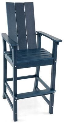 Costway Tall Adirondack Chair Outdoor Bar Stool with Ergonomic Backrest for Backyard-Blue