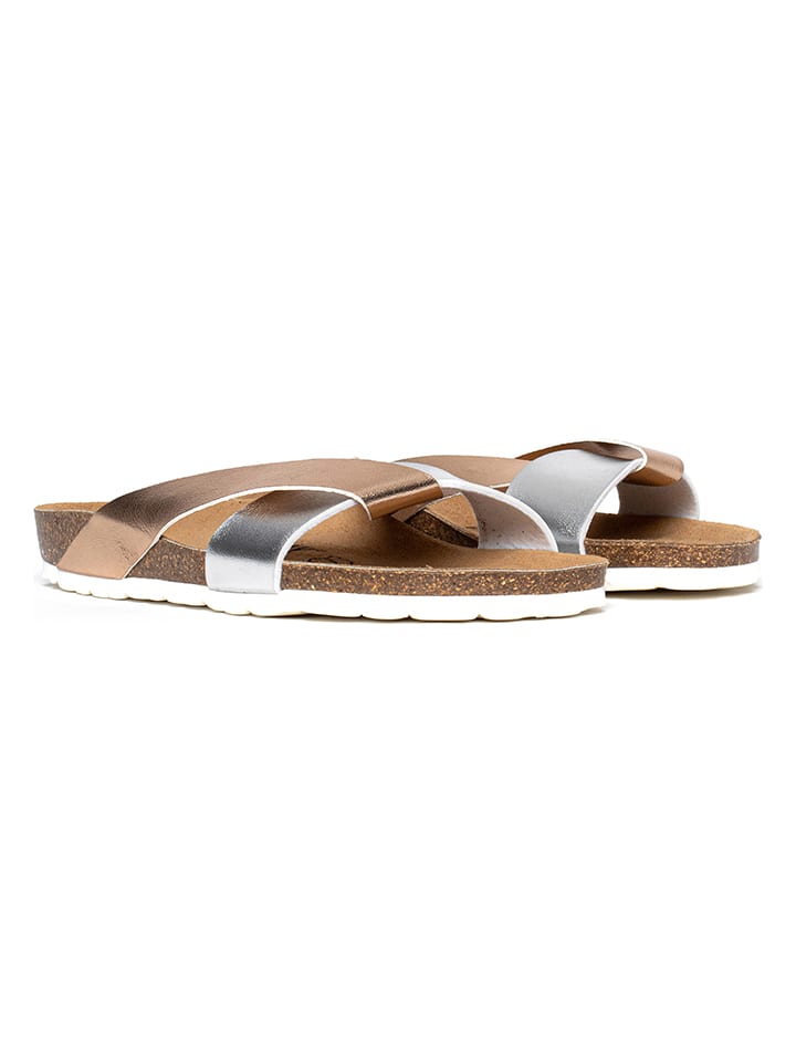 Sunbay Pantoletten "Rita" in Silber/ Gold - 36
