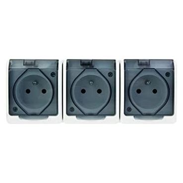 Elektro-Plast GNT Hermes 3x2P+Z Wandsteckdose weiss mit Rauchklappe (0323-01) (0323-01)