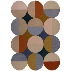 KADIMA DESIGN Wollteppich Mia Ellipse Scallop | Handgetufteter Kurzflor-Teppich mit modernem Kreis-Design | Für Wohnzimmer & Flur | 160x230cm