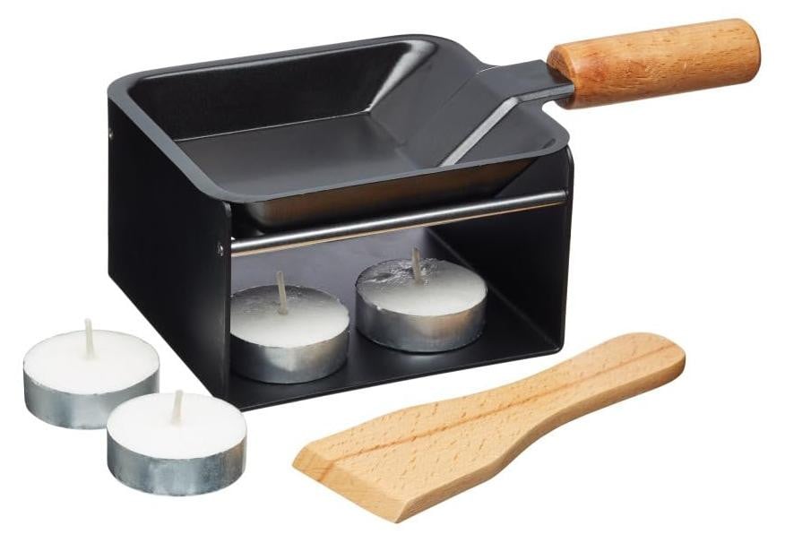 Dripio Mini raclette grillset voor 2 personen met antiaanbaklaag en houten spatel