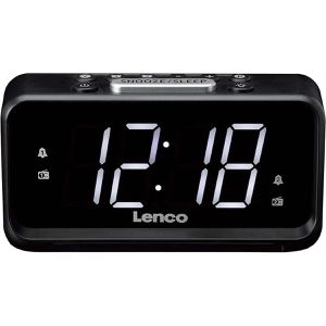 Lenco Radiowecker CR-28BK, UKW, zwei Weckzeiten, USB, Nachtlicht