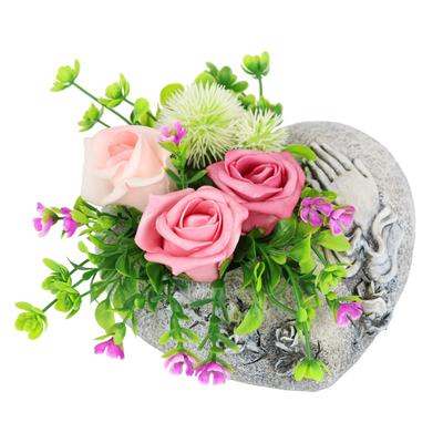 Kunstblume OTTO HOME "Gesteck 'Rosen' in Herz-Pflanzschale", bunt (rosa), Kunstpflanzen