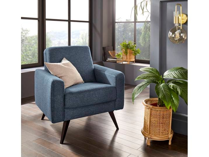 Sessel EXXPO - SOFA FASHION Samso, Loungesessel mit tollem Sitzkomfort , blau (denim), B:82cm H:87cm T:49cm, Sessel, Sessel, Komfortsitzhöhe 49cm