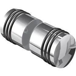 Glastürknopf beidseitig glanzverchromt, Glasbohrung Ø 14 mm, Glasdicke 6-12 mm