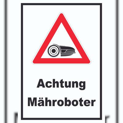 HB-Druck Achtung Mähroboter Schild A2 (420x594mm)
