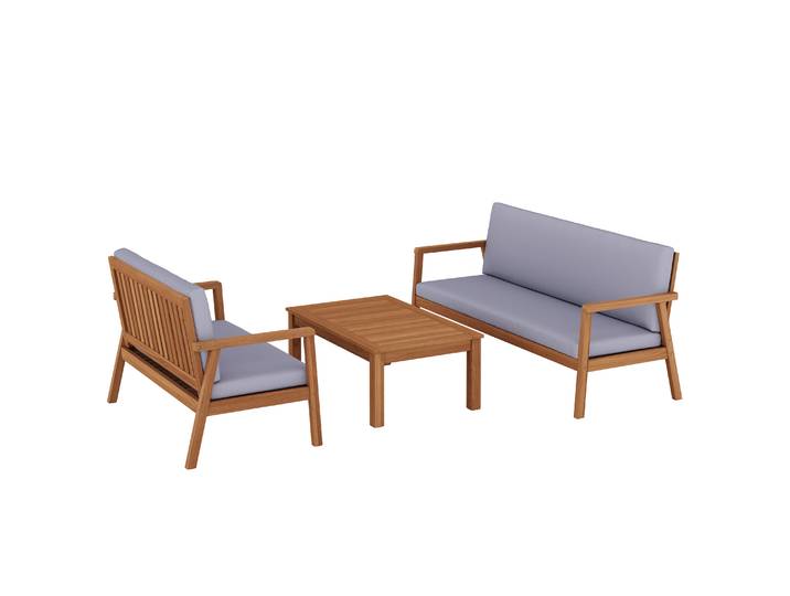 Lounge Holz PARMA natur/grau