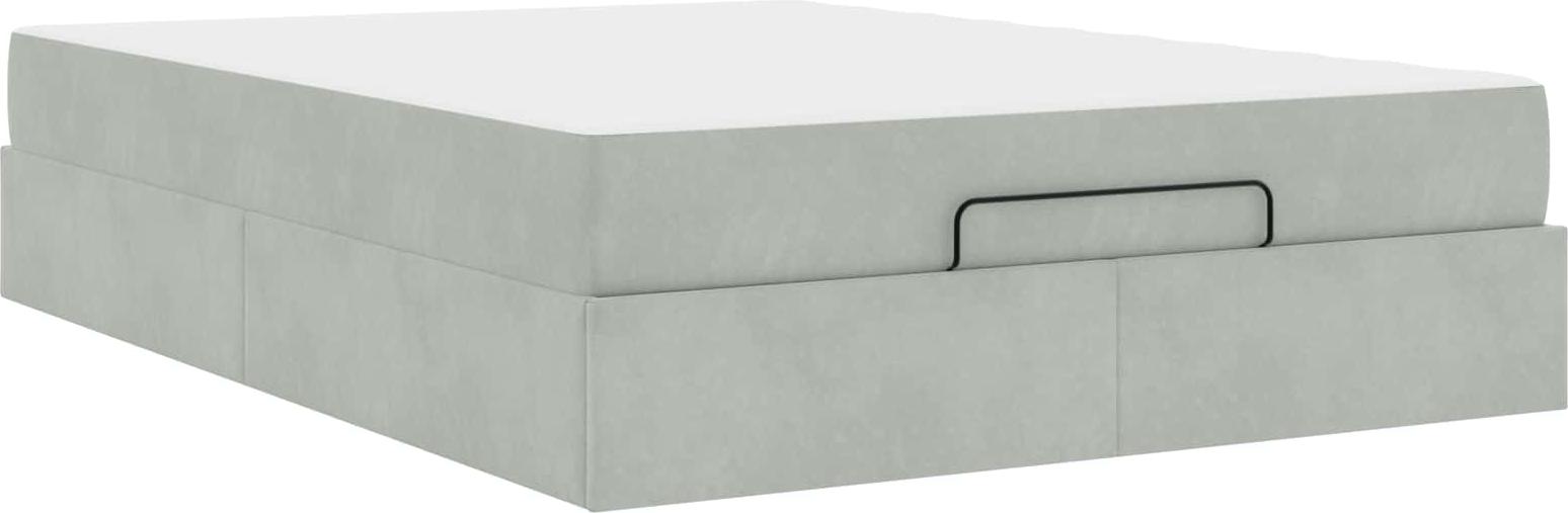 Bettgestell mit Matratze 2 pcs Hellgrau Samt