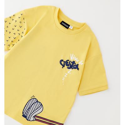 T-Shirt SARABANDA "BABY BOY SUMMER T-SHIRT", Mädchen, Gr. 110, gelb, 100% Baumwolle, Shirts T-Shirt