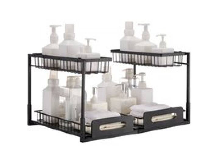 VEVOR Ausziehbarer Spülschrank-Organizer mit 2 Ebenen unter Waschbecken Regal (27x36x28 cm) Gewürzregal Küchenregal ausziehbares Lagerregal Organizer 648x394x330 mm (Installationsgröße)
