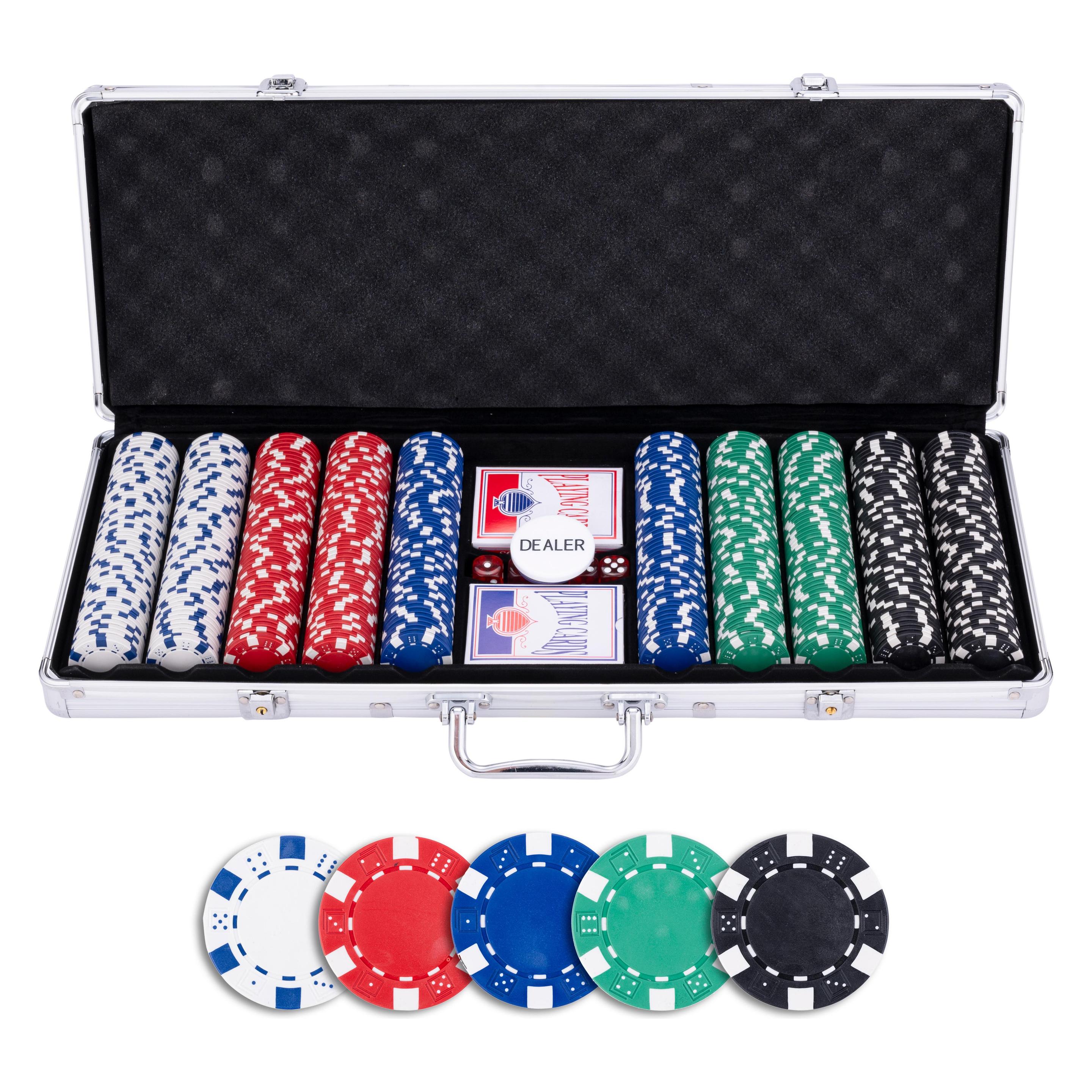 Longfield Pokerset im silbernen Koffer mit 500 Chips (11,5 Gramm) (320915)