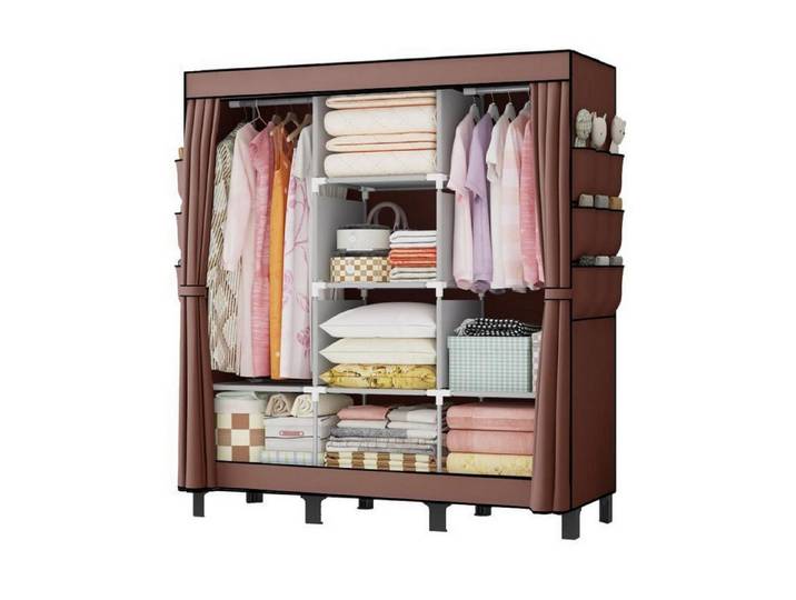 LuxusKollektion Kleiderschrank Kleiderschrank Tragbar Kaffeebraun 130x45x172cm (1-St)