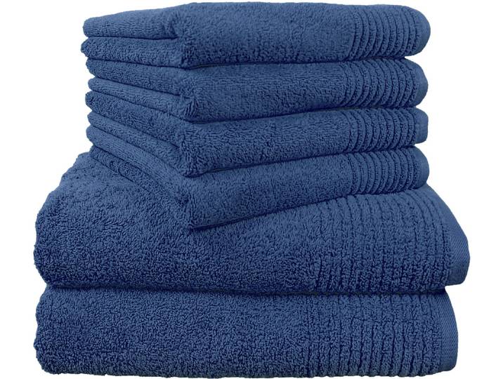 Handtuch Set DYCKHOFF Brillant , blau, 6 Stk., Walkfrottee, Walkfrottee, Obermaterial: 100% Baumwolle, Handtuch-Sets, Handtuch Set, mit Streifenbordüre;4 Handtücher (50x100cm), 2 Duschtücher (70x140cm)