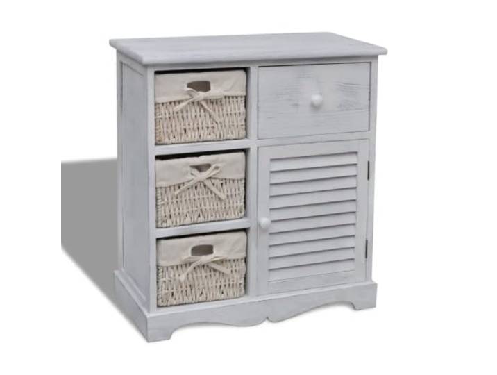 Helloshop26 Aufbewahrungsschrank aus Holz, Landhausstil, 60 x 30 x 63 cm, mit 3 Körben aus Baumwolle, weiß, 02_0046226