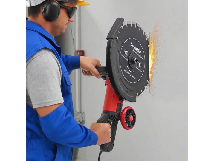 Scie à béton électrique 4000W, machine à rainurer à lame unique, rainurage sans poussière, profondeur de rainurage réglable pour la découpe de pierre et de béton
