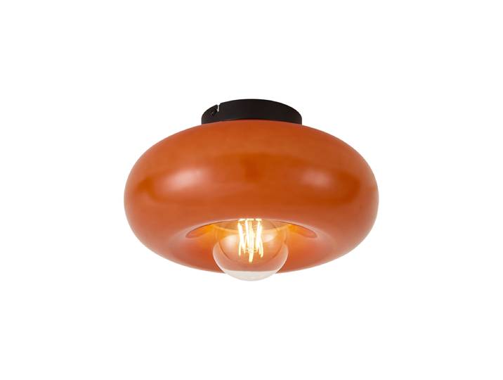 Plafonnier rétro noir avec verre orange 30 cm - Glaze
