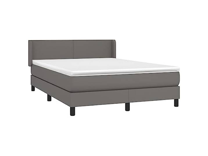 vidaXL Boxspringbett mit Matratze Grau 140x200 cm Kunstleder