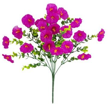 Nearly Natural 14-in UV Resistant Artificial Morning Glory Bush - Set of 12