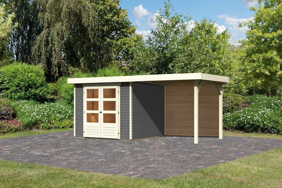 KARIBUHOLZT SH Askola 3,5 natur242x242x211 mit AD 2,40m + Rückwand 16905501