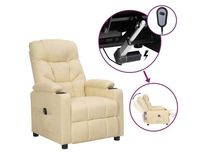 Fauteuil inclinable électrique Crème Tissu 3098824