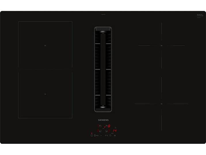 SIEMENS Kochfeld mit Dunstabzug ED811BS16E , Energieeffizienz: B, schwarz, B:80,2cm H:22,3cm T:52,2cm, Kochfelder, Angenehm leiser Betrieb & flexible Kombi-Induktion, Kochfeld mit Dunstabzug
