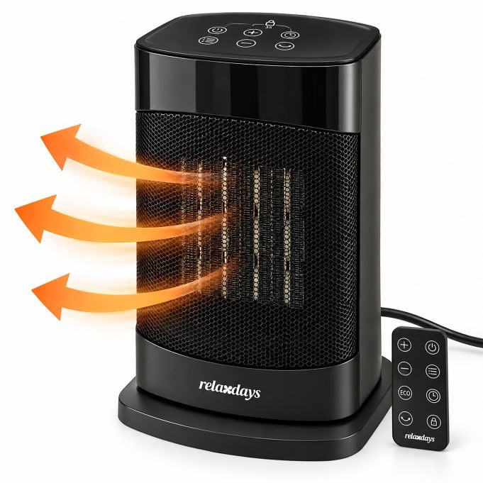 Relaxdays PTC-keramische kachel 1500 W zwart