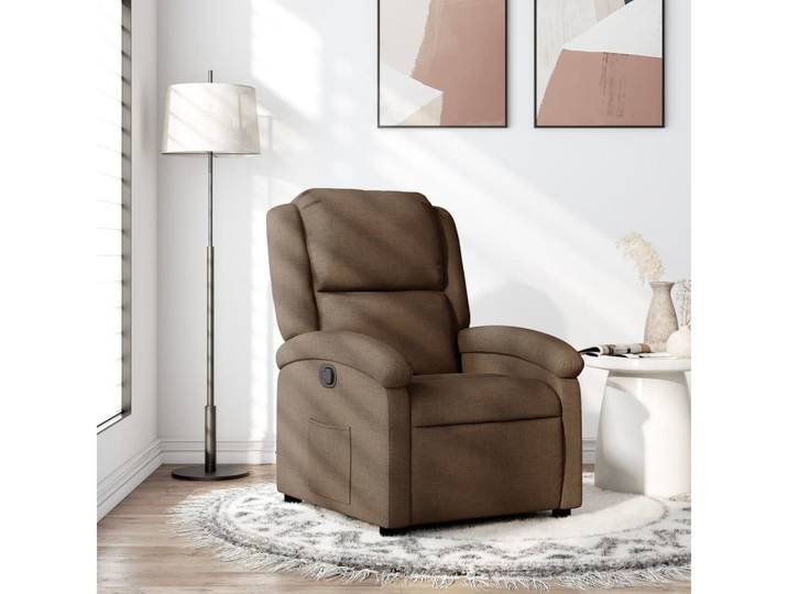 furnicato Relaxsessel 71x86,5x99,5 cm Braun, Manuell verstellbarer Ruhesessel mit Seitentasche für dein Wohnzimmer