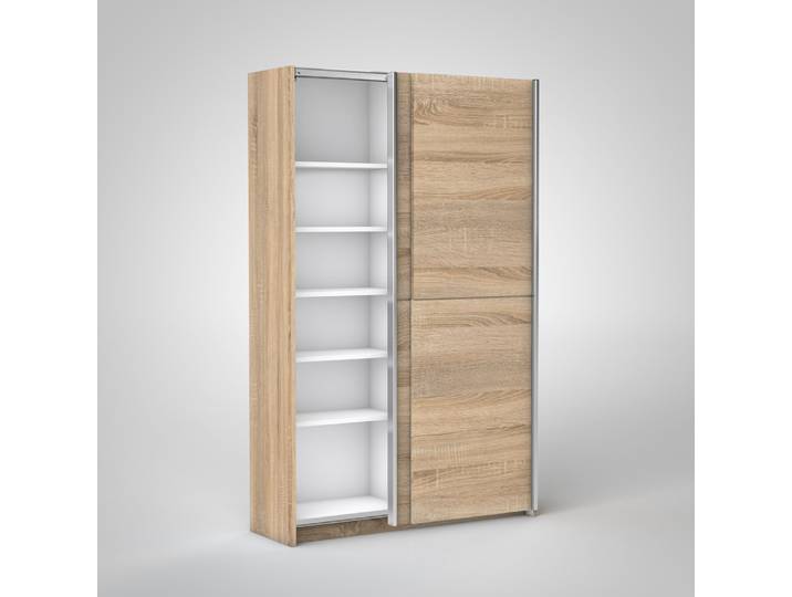Schlafkontor Fast Kleiderschrank, 2 Türen, 125x195 cm, 6 Fächer, Kleiderstange, elegantes Design